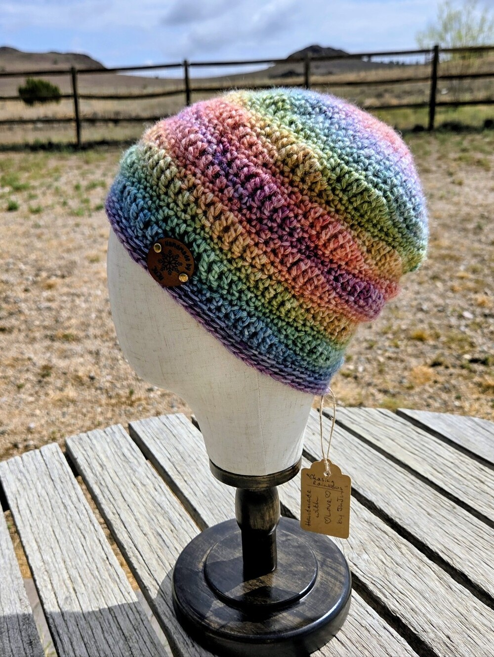 Artisan Handmade Crochet Cotton Blend "Chasing Rainbows" Beanie Hat
